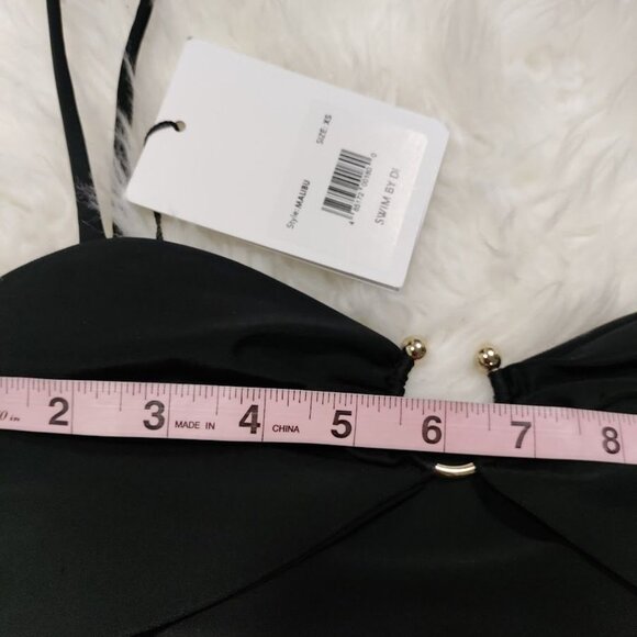 Swim by DI Black Cut-Out One-Piece Swimsuit With Rings & Adjustable Straps M - Picture 6 of 13